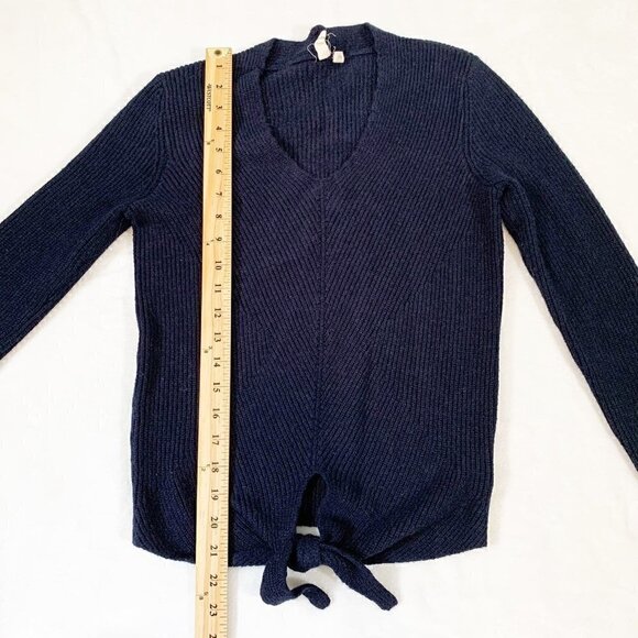 Moth by Anthropologie dark blue knot tie front long sleeve fitted sweater - Picture 8 of 8